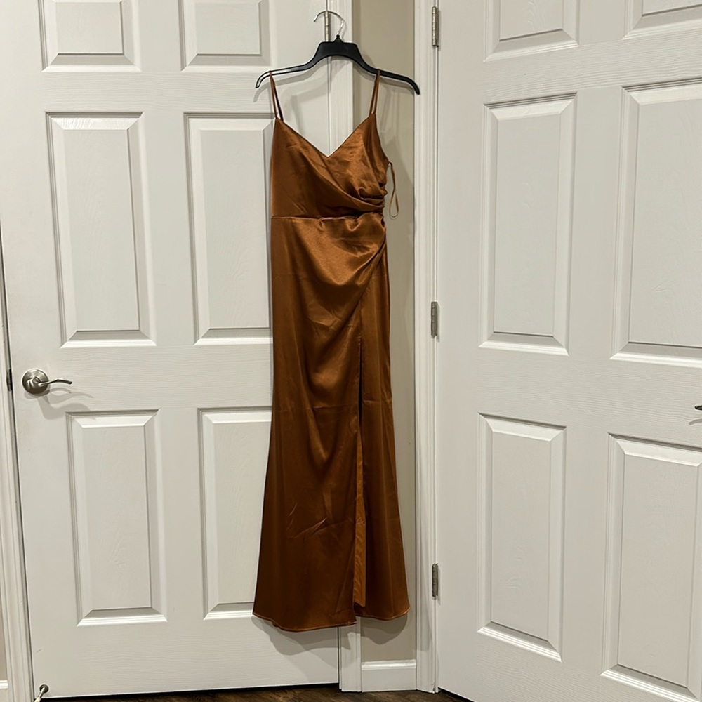 Birdy Grey Bridesmaid Dress. Size Small. Color Satin Rust